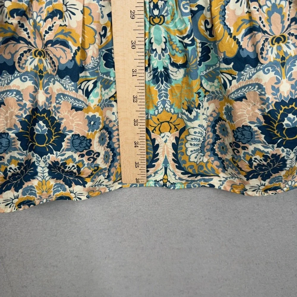 Tyler Boe Dress Womens Medium Blue Floral Boho Sleeveless Shift Ruffle Hem - Picture 10 of 11